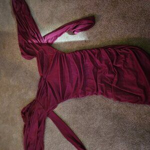 Wine Red Ruched Mini Dress